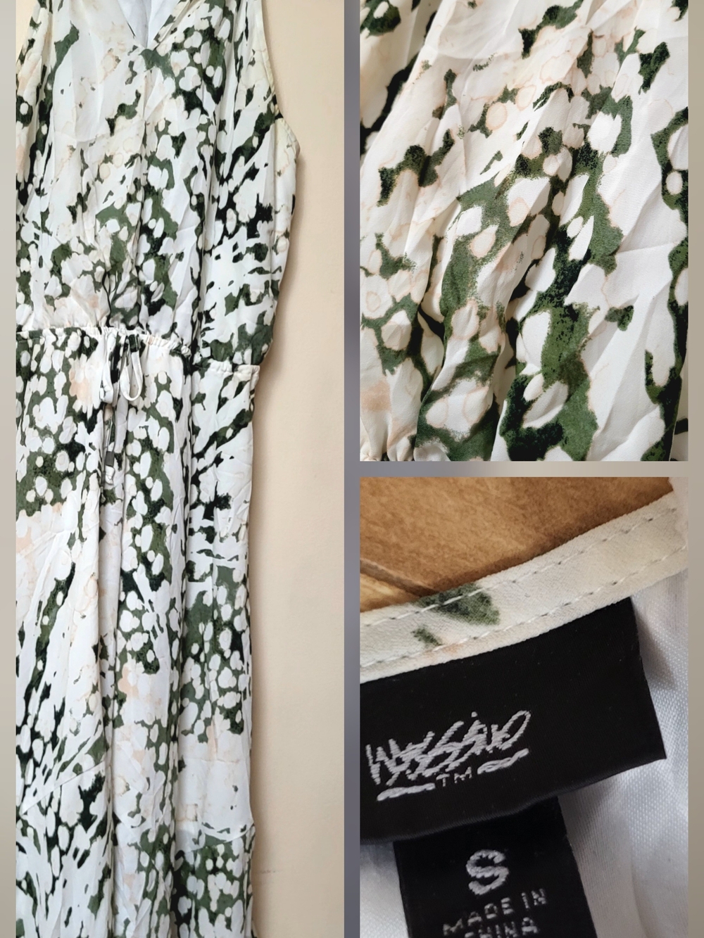 Windsor Olive & White Abstract Print Midi Dress
